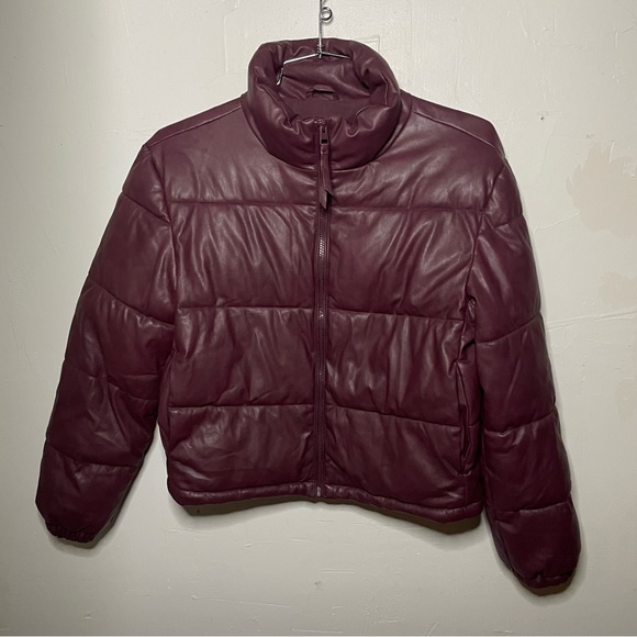 Bagatelle Faux Leather Cropped Puffer Jacket - Picture 1 of 15